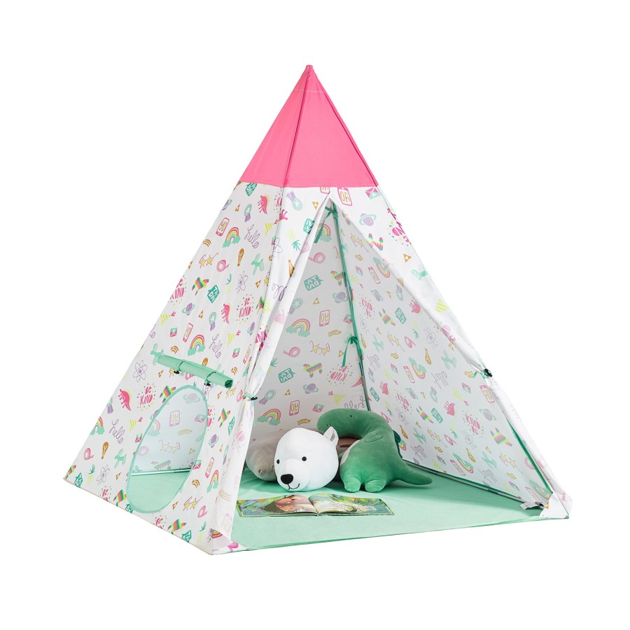 Sobuy Oss06 Children Play Tent Foldable Kids Tent Teepee With Portable Bag White