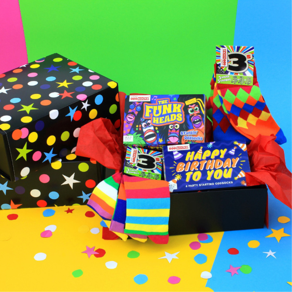 Click to view product details and reviews for United Oddsocks Gift Hamper Happy Birthday.
