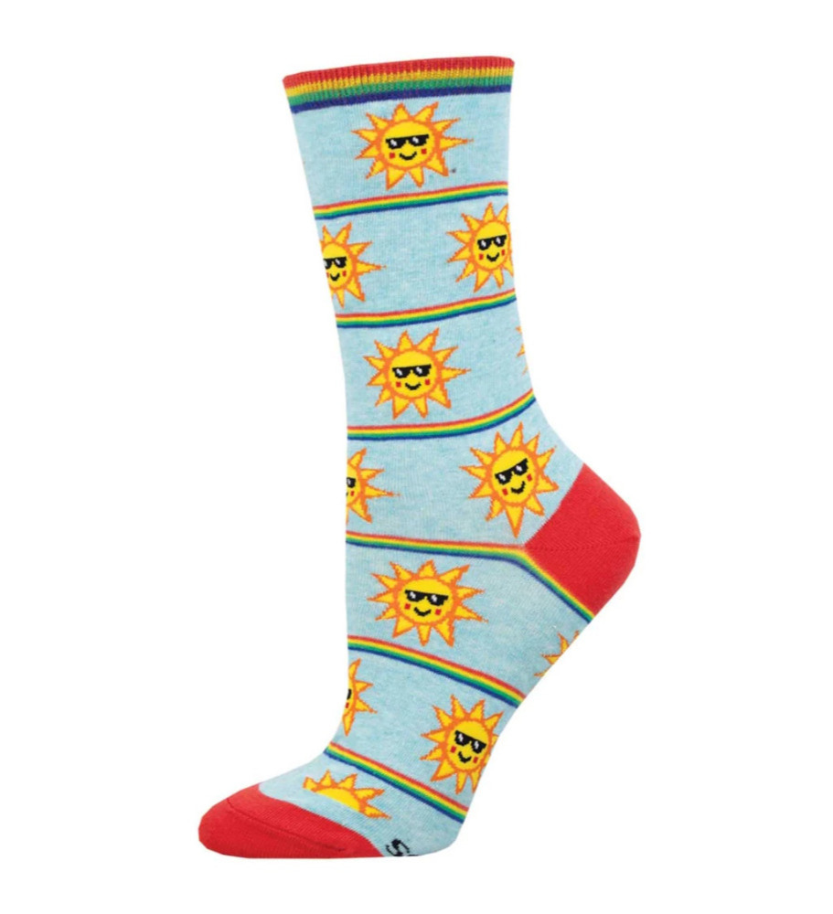 Click to view product details and reviews for Socksmith Womenâs Blue Rainbow Sunnies Socks.