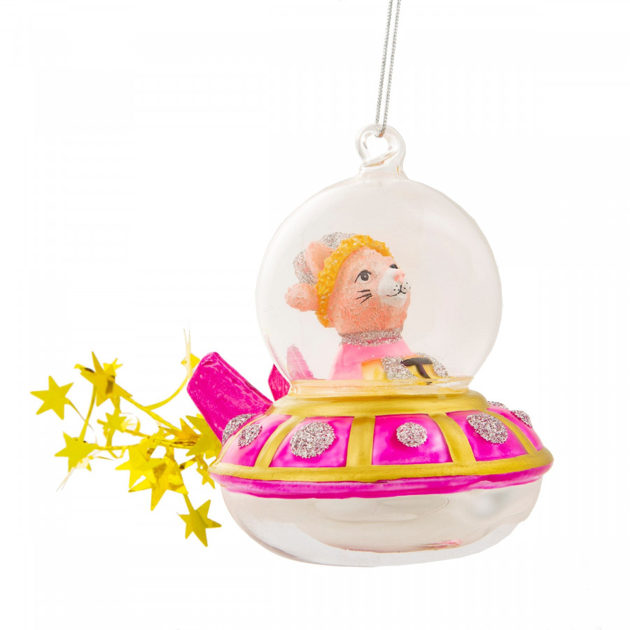 Click to view product details and reviews for Spaceship Cat Shaped Bauble Hanging Decoration.