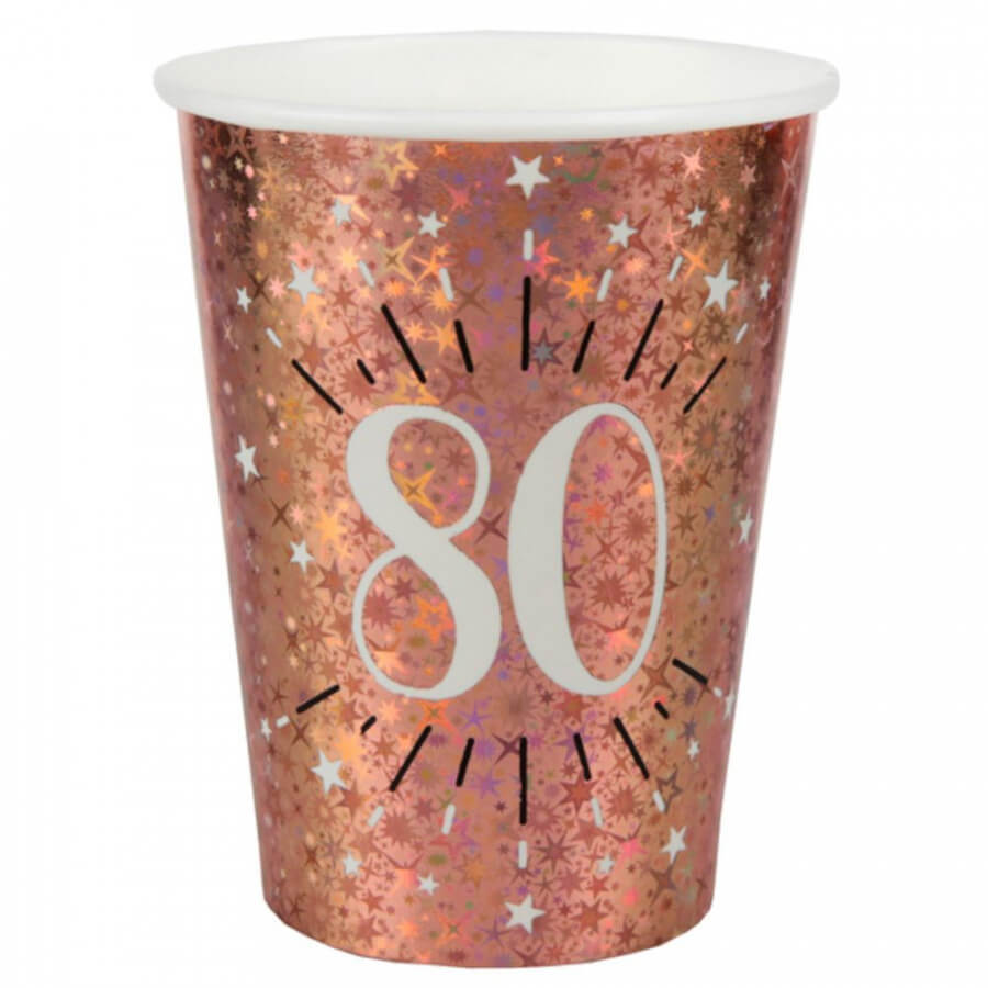 Click to view product details and reviews for Rose Gold 80th Birthday Cups Sparkling Foil Milestone Age 80 Party X10.