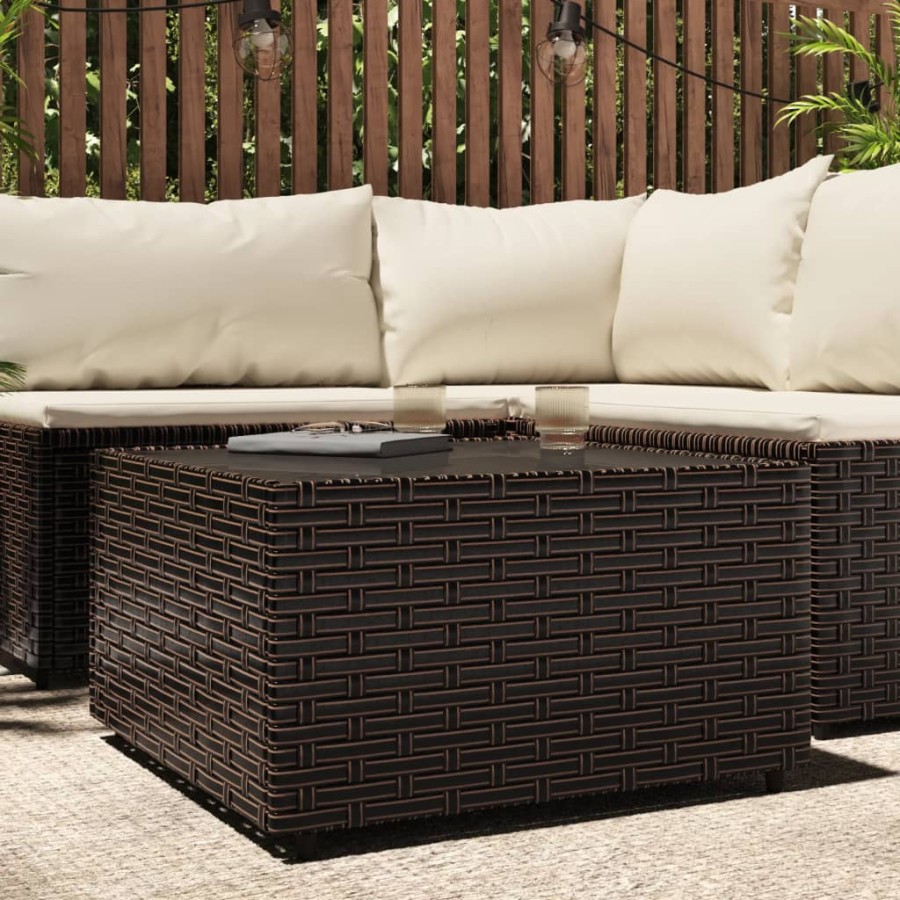 Click to view product details and reviews for Square Garden Coffee Table Brown 50x50x30 Cm Poly Rattan.