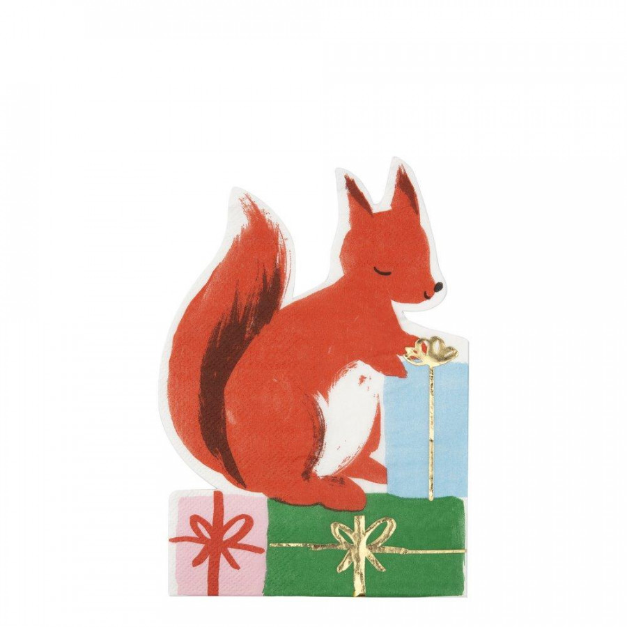 Click to view product details and reviews for Squirrel With Presents Christmas Napkins Pack Of 16.