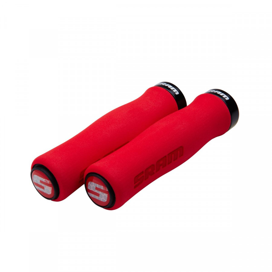 SRAM Locking Grips Contour Foam 129mm Red with Single Black Clamp and End Plugs - HGS6808