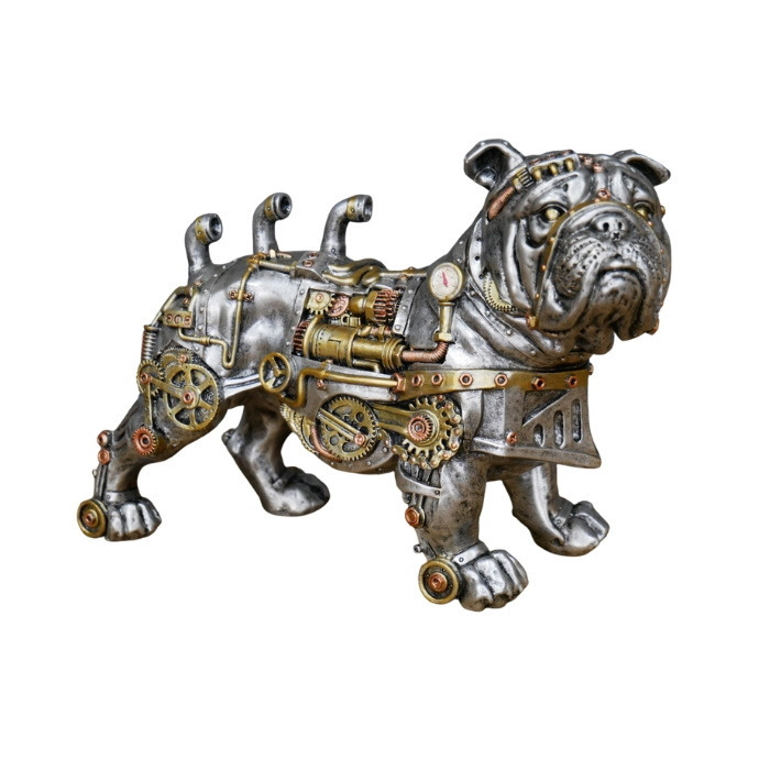 Steampunk Bulldog Ornament Industrial Resin Dog Figurine Gothic Home Decor Gift