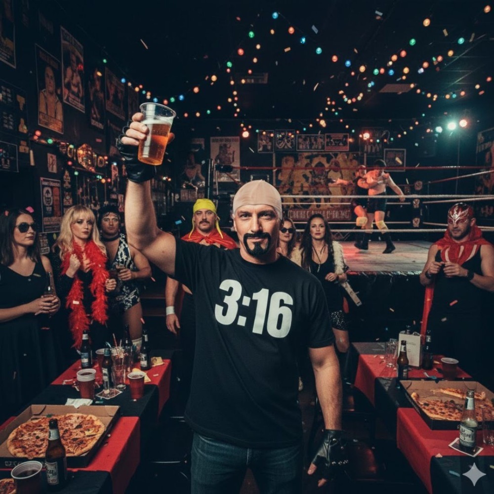 Adults Stone Cold Steve Austin Costume | 4 Pcs | T-Shirt, Bald Cap, Gloves & Goatee