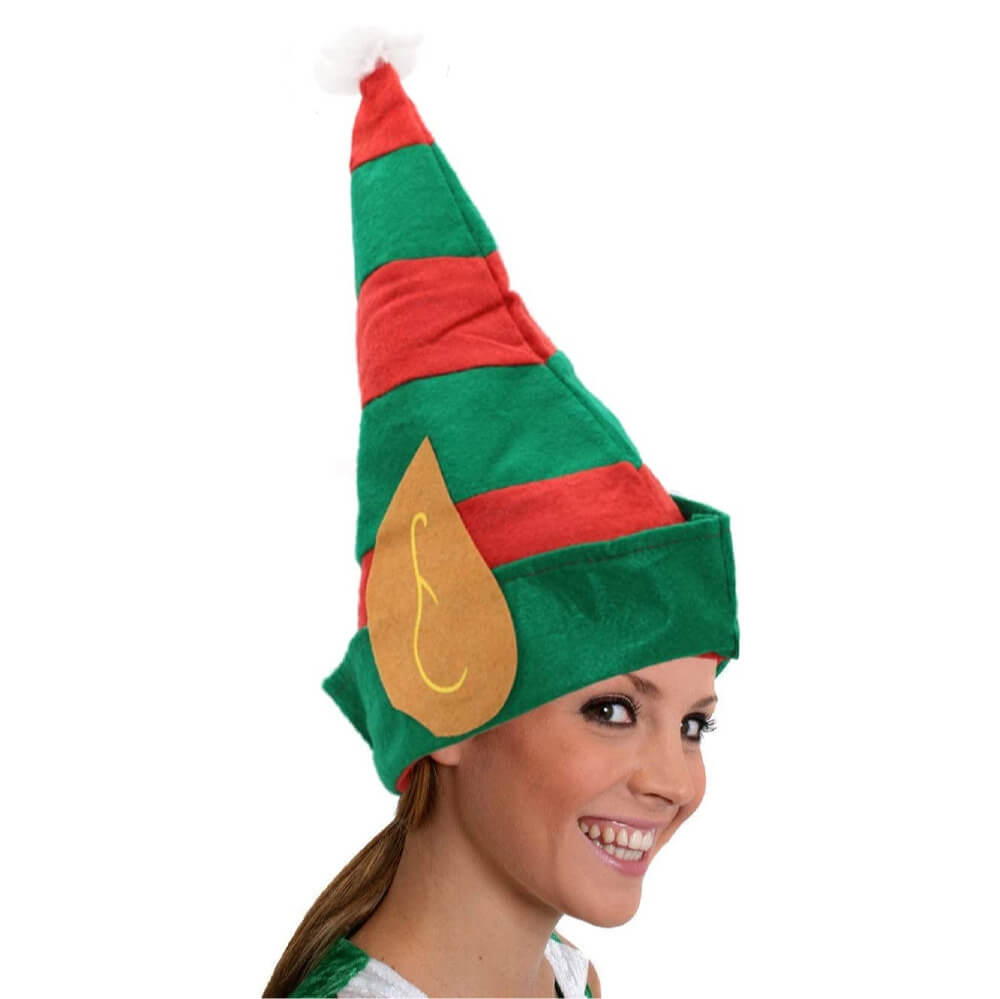 Striped Christmas Elf Hats With Ears Pack Of 6