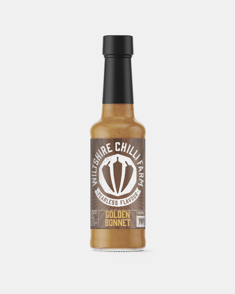 Super Hot Chilli Sauce Golden Bonnet Table Condiment Wiltshire Chilli Farm Spiced 140ml