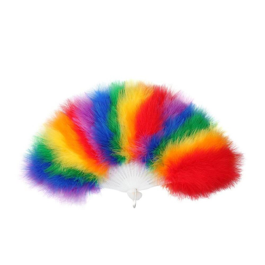 Supersoft Rainbow Fan Fluffy Colour Feathers Fancy Dress