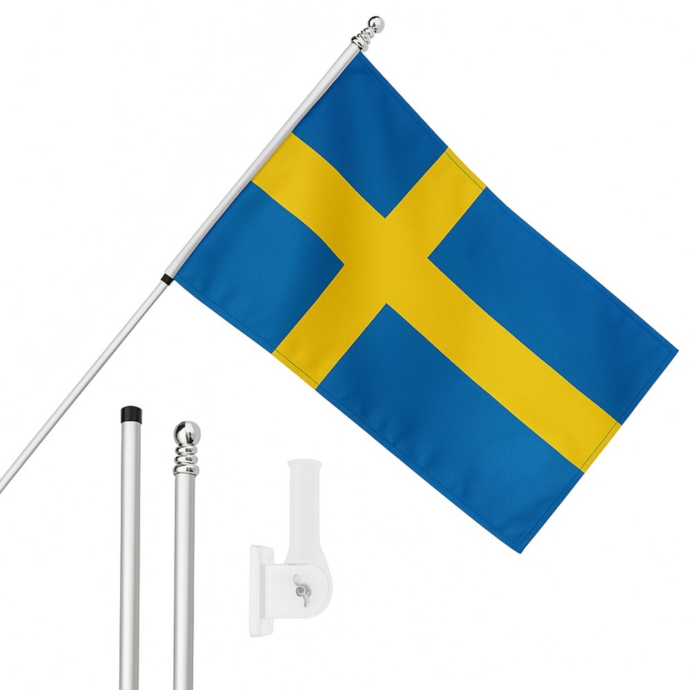 Click to view product details and reviews for Large 5ft X 3ft Sweden Flag With 6ft Pole Wall Bracket.