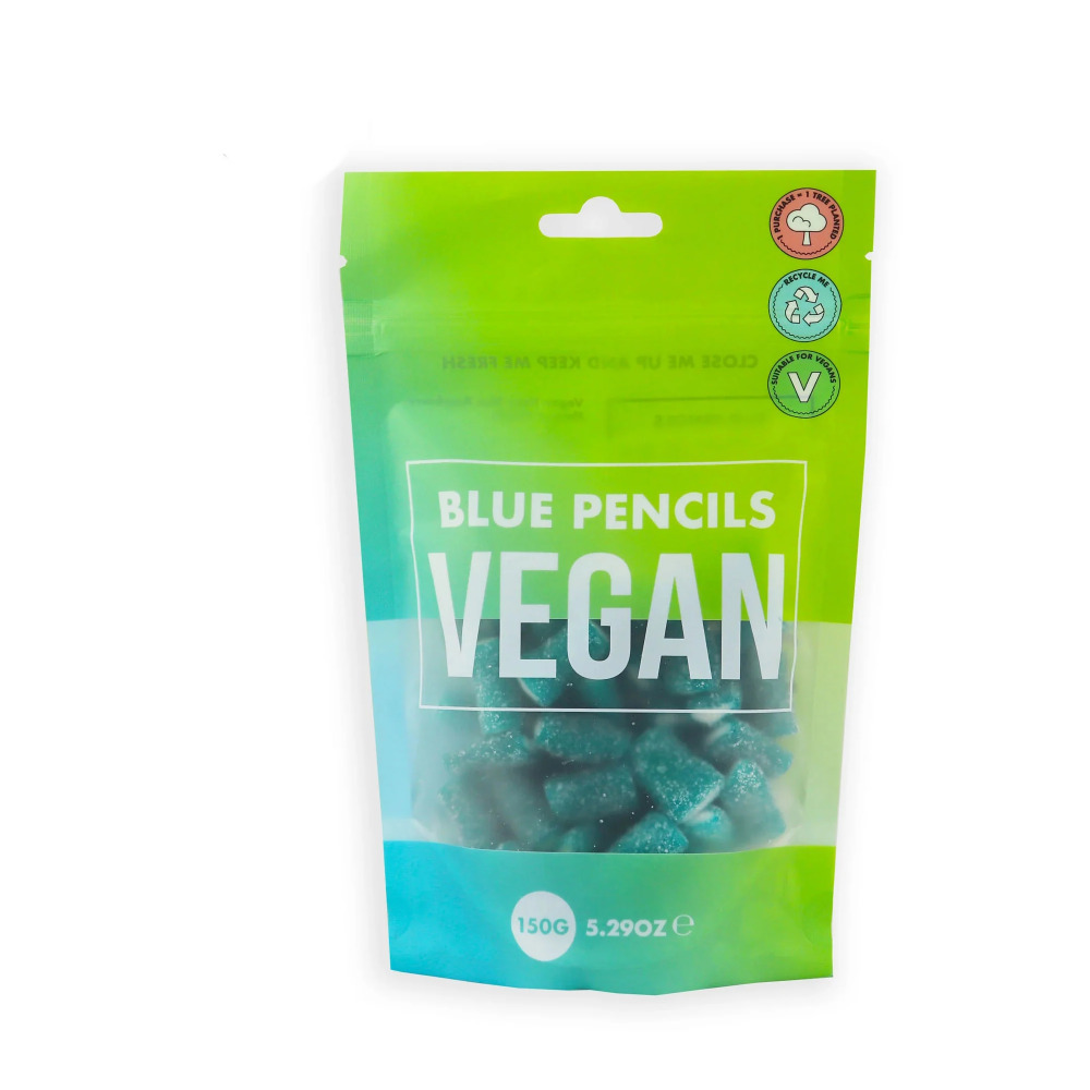 Sweets Gift Pouch Retro Vegan Blue Pencils Treat Bag 150g Pick N Mix Candy