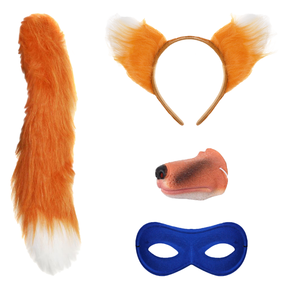 Click to view product details and reviews for Swiping Fox Costume Set 4 Pcs Ears Nose Mask Thick Tail.