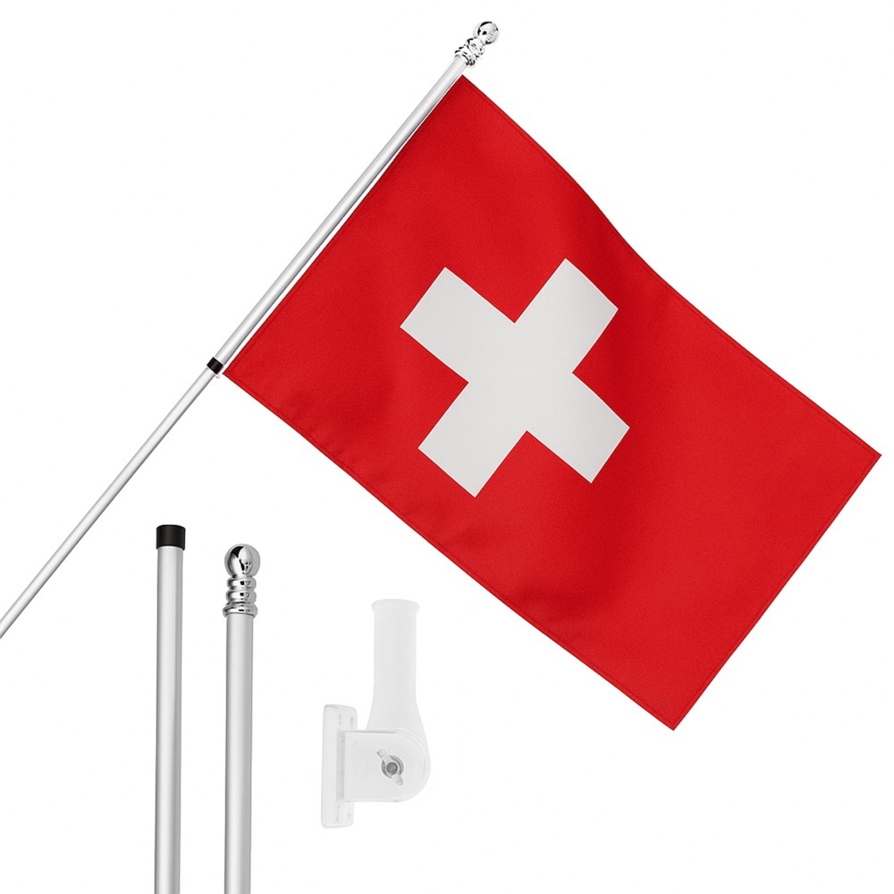 Click to view product details and reviews for Large 5ft X 3ft Switzerland Flag With 6ft Pole Wall Bracket.