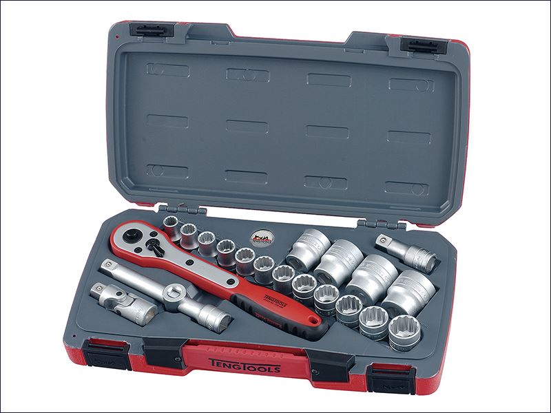 T1221 Socket Set of 21 Metric 1/2in Drive TENT1221