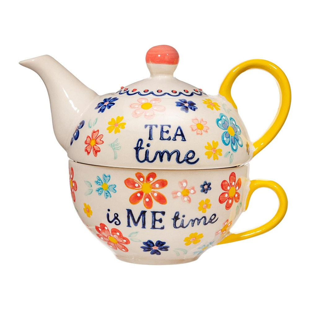 Tea For One Tea Sass & Belle Pot and Cup Set Floral Pattern Tea Time Me Time Mug