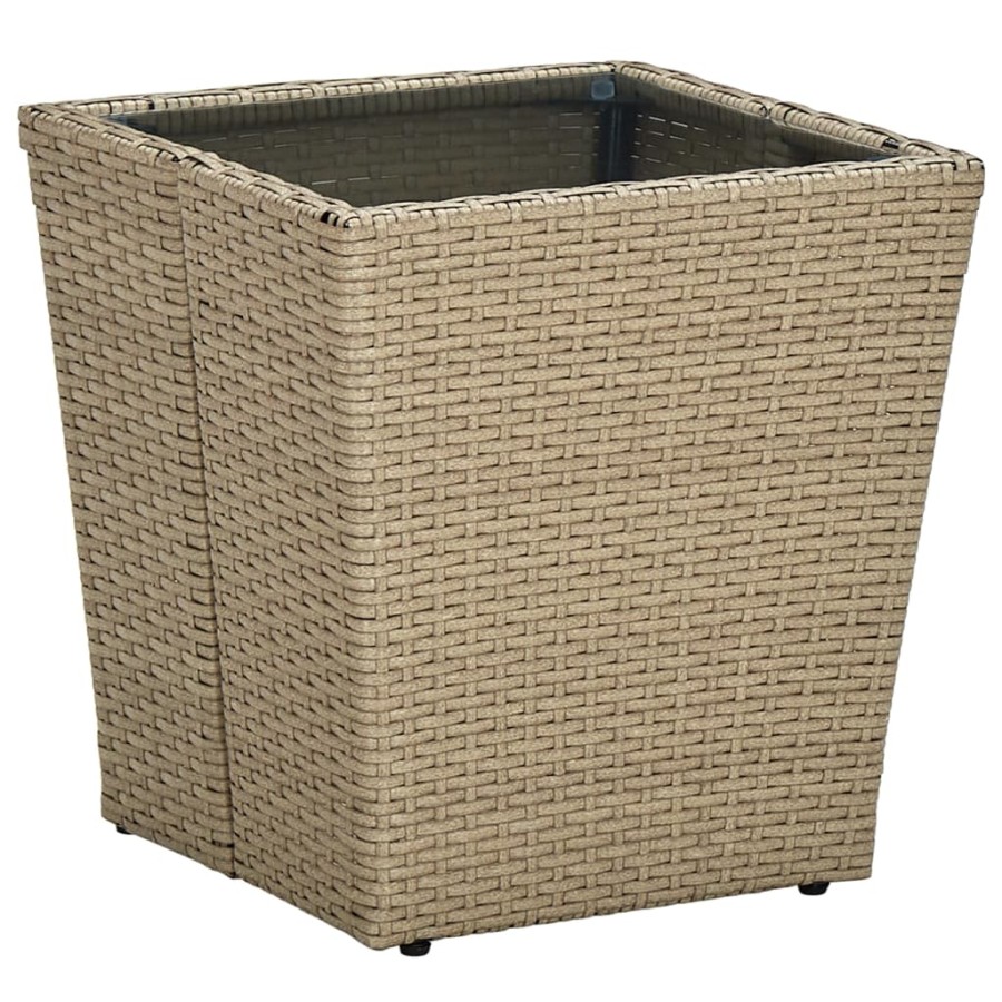 Click to view product details and reviews for Tea Table Beige 415x415x44 Cm Poly Rattan And Tempered Glass.