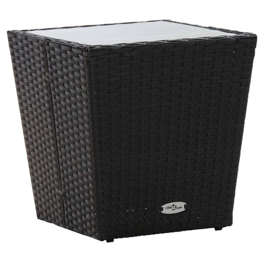 Click to view product details and reviews for Tea Table Black 415x415x43 Cm Poly Rattan And Tempered Glass.