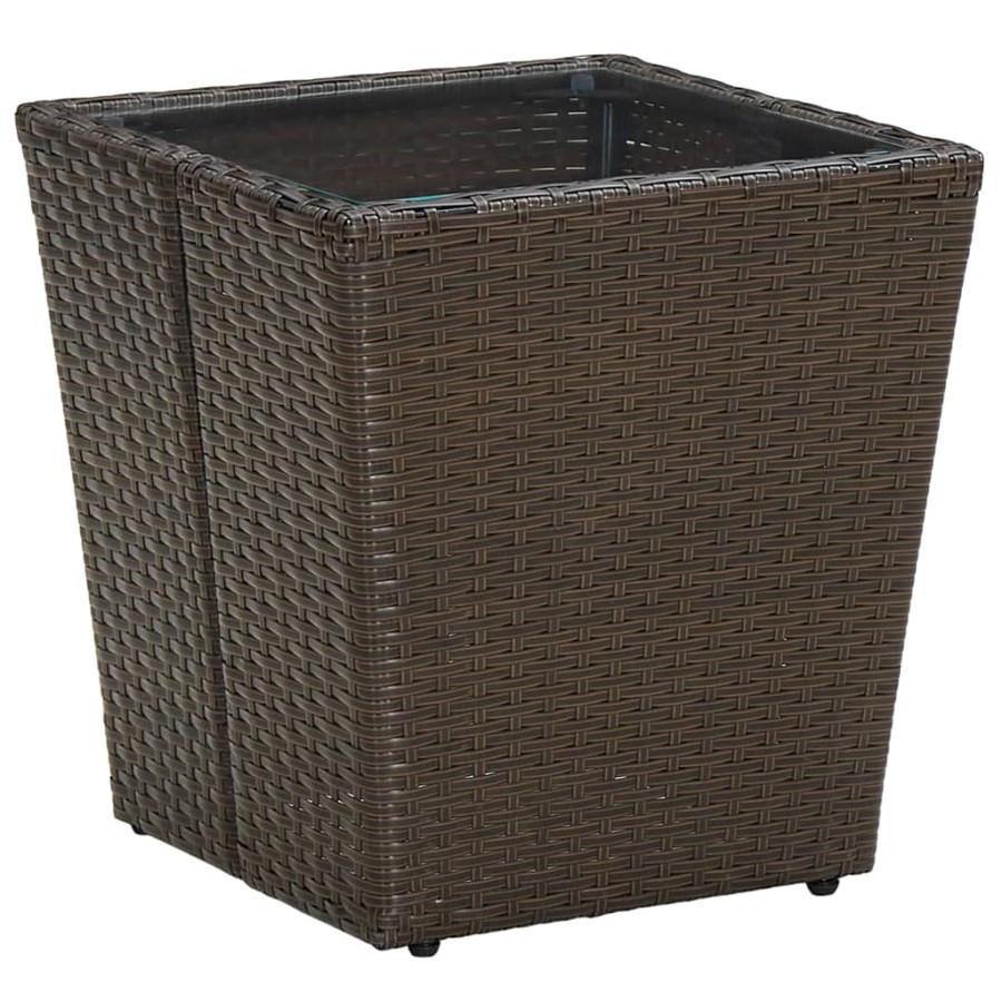 Click to view product details and reviews for Tea Table Brown 415x415x44 Cm Poly Rattan And Tempered Glass.