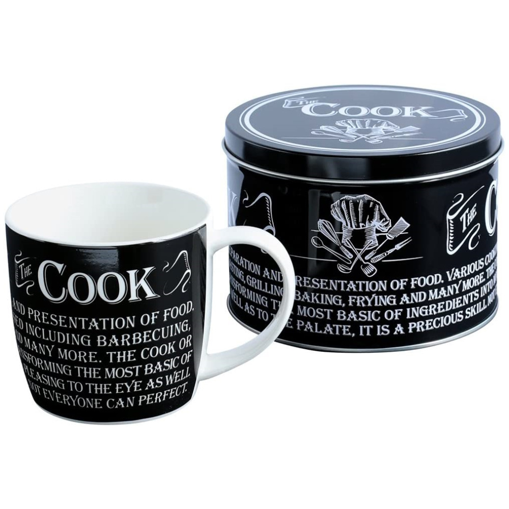 The Cook Mug In A Tin Ultimate Gift For Men Black Ceramic Tea / Coffee Chef Cup