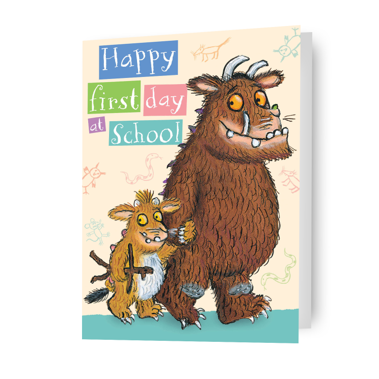 Click to view product details and reviews for The Gruffalo Happy First Day At School Card.