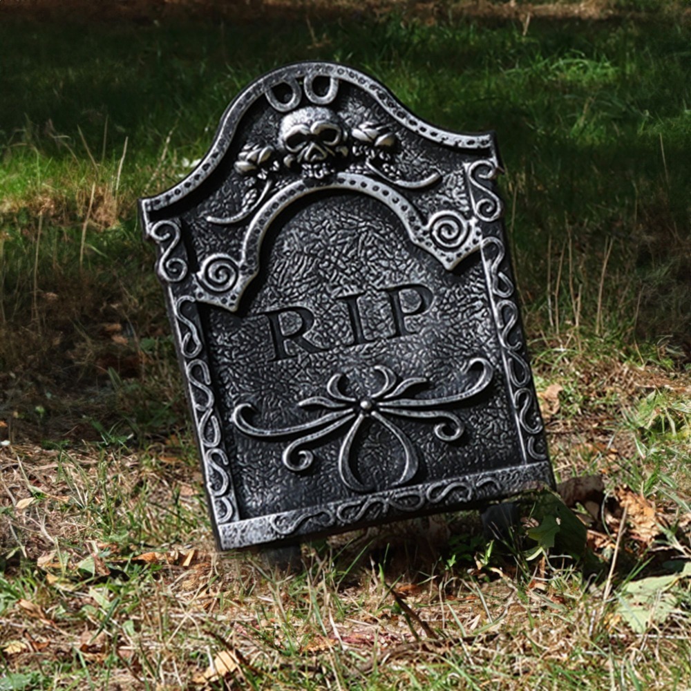 Plastic Tombstone Halloween Decoration | Grey “RIP” Gravestone Prop | Multiple Pack Sizes Available