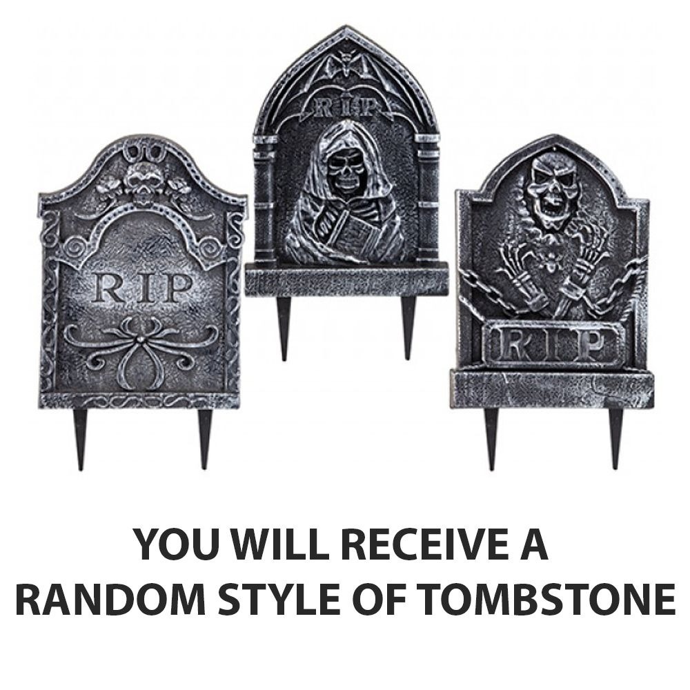 Plastic Tombstone Halloween Decoration | Grey “RIP” Gravestone Prop | Multiple Pack Sizes Available