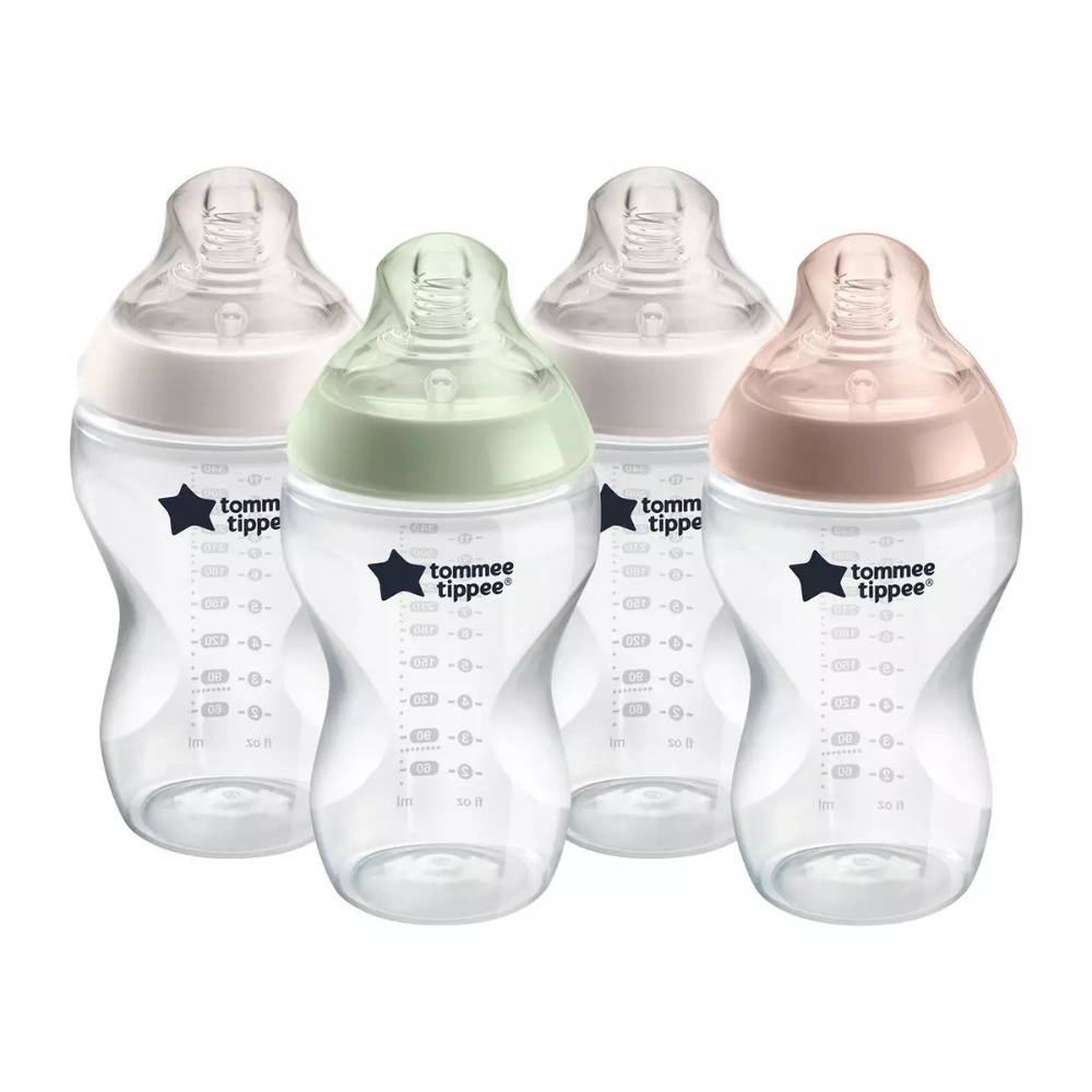 Tommee Tippee Baby Bottle Set Newborn Feeding 4 Set Closer To Nature 3 Months+ 340ml Neutral