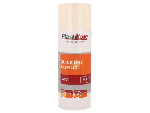 Trade Quick Dry Acrylic Spray Paint Matt Magnolia 400ml PKT71015