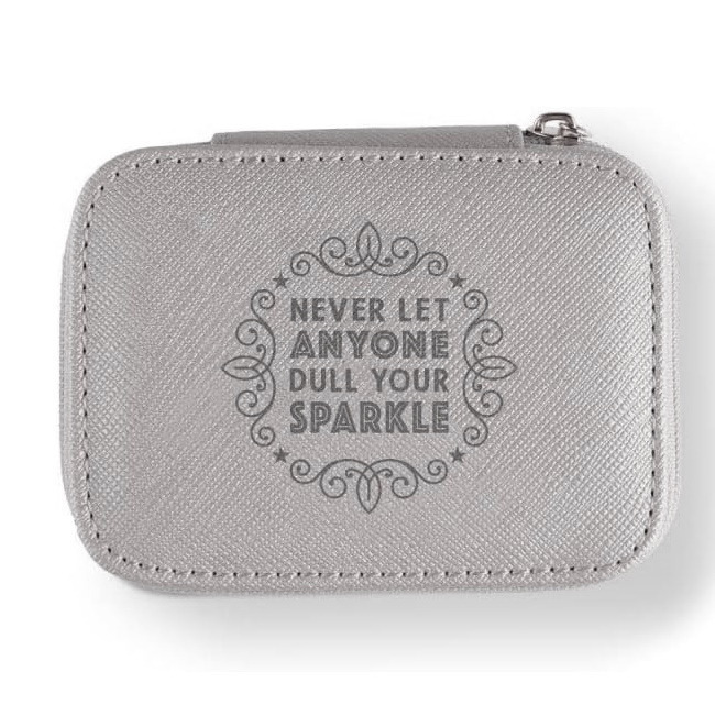 Travel Jewellery Boxes Case Ring & Earring Storage Sentiment Gift - Never Dull Your Sparkle