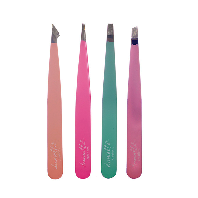 Tweezer Set Pointed & Slanted Tip Stainless Steel Soft Touch Danielle Creations