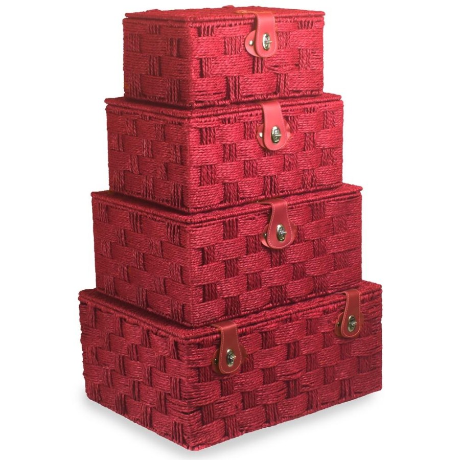 Twisted Red Paper Rope Hamper Basket