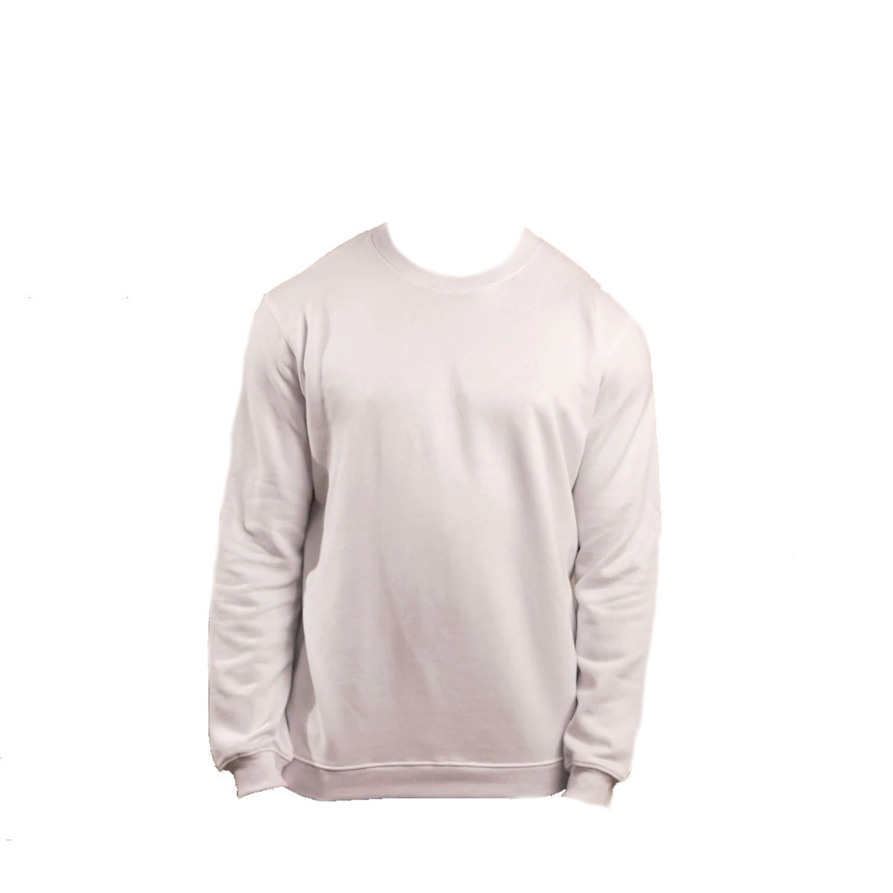 Unisex White Sweatshirt Casual Crew Neck Breathable Sustainable Fabric - Medium