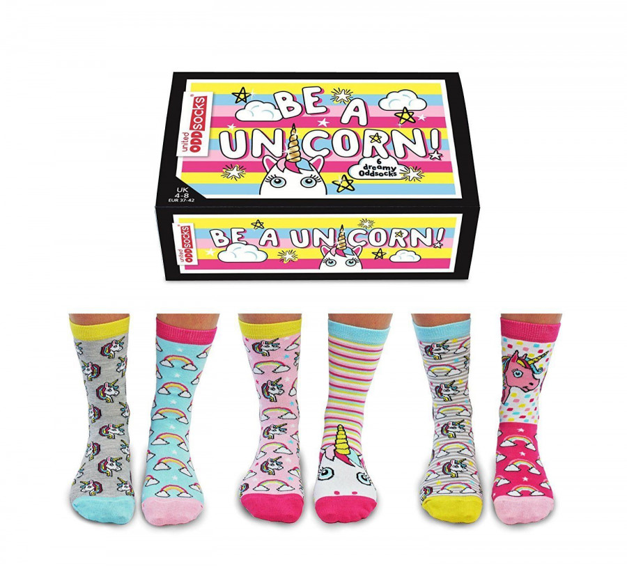 United Oddsocks Be A Unicorn Women UK Size 4 - 8 Six 6 Cute Odd Socks Set Gift
