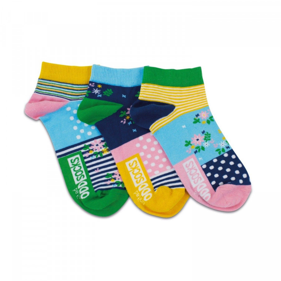 United Oddsocks Flower UK 4-8 Pair With A Spare Woman Set Of 3 Odd Liner Socks