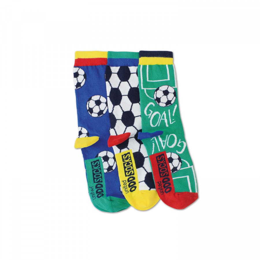 United Oddsocks Goal Football Trio Mis-Matched Vibrant UK 12-6 Boys Socks Gift