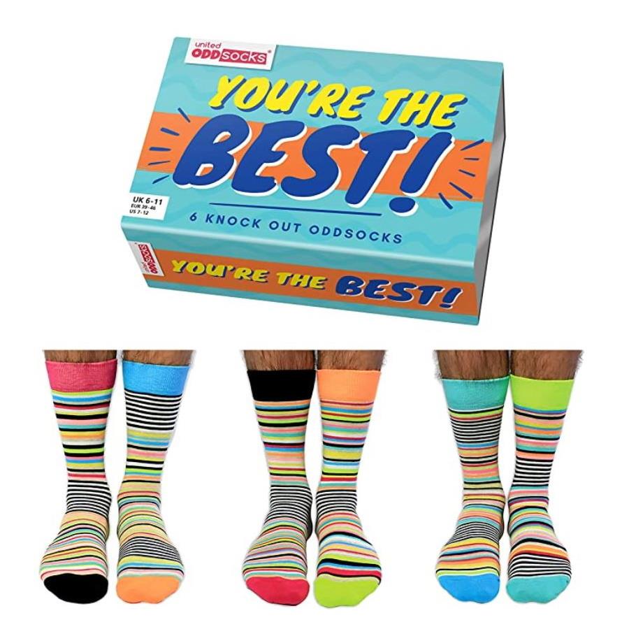 United Oddsocks You're The Best Box 6 Mens Socks Odd Socks Dad Gift for Men 6-11