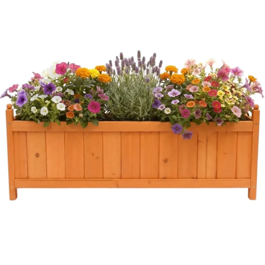Wooden Garden Planter |  90cm | Rectangular Patio Balcony Decking Flower Herb Box