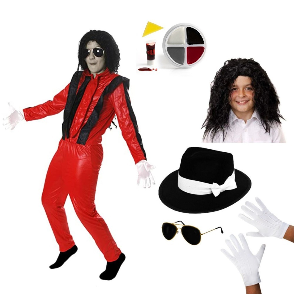 Childs Deluxe Zombie King of Pop Costume | 6 Pcs | Costume, Fedora, Wig, Glasses, Gloves, Face Paint & Blood