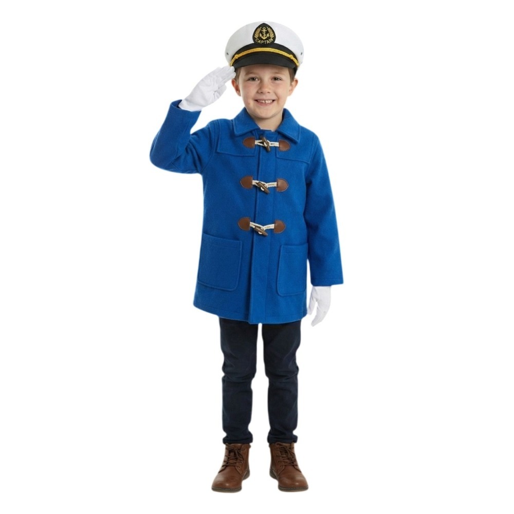 Click to view product details and reviews for Kids Sailor Costume 3 Pcs Blue Jacket Captain Hat White Gloves Large.