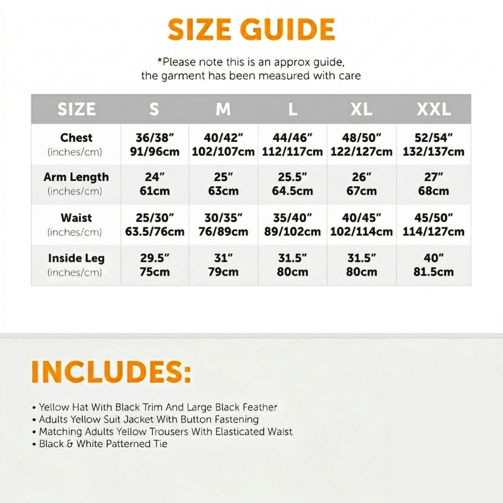 Curious George Costume - Size Guide