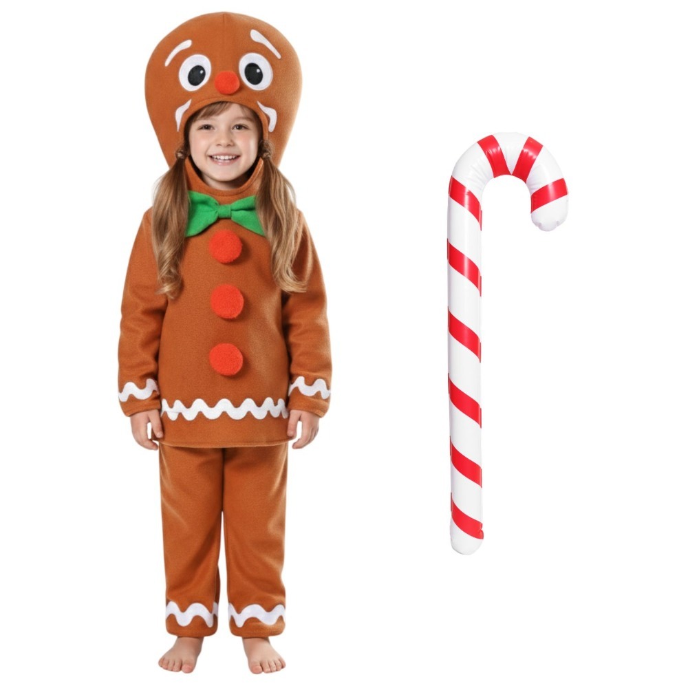 Click to view product details and reviews for Girls Gingerbread Man Costume 3 Pcs Top Trousers Inflatable Candy Cane Xlarge.