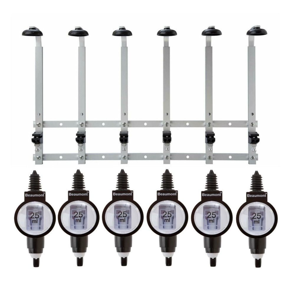Beaumont 6 x 25ml Metrix SL Bar Optic Spirit Measure & 70cl/1L Wall Brackets