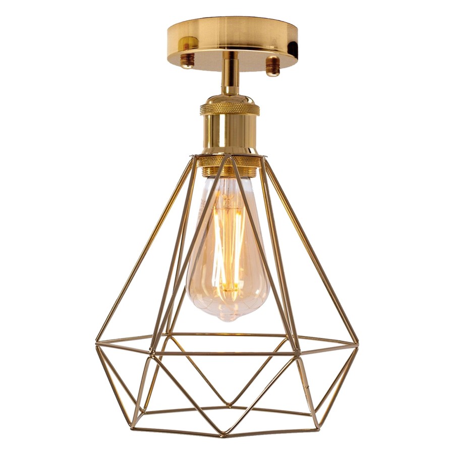 Click to view product details and reviews for Vintage Gold Flush Mount Ceiling Light Fixture Metal Cage Ceiling Lampshade With E27 Holder4546 Yes.