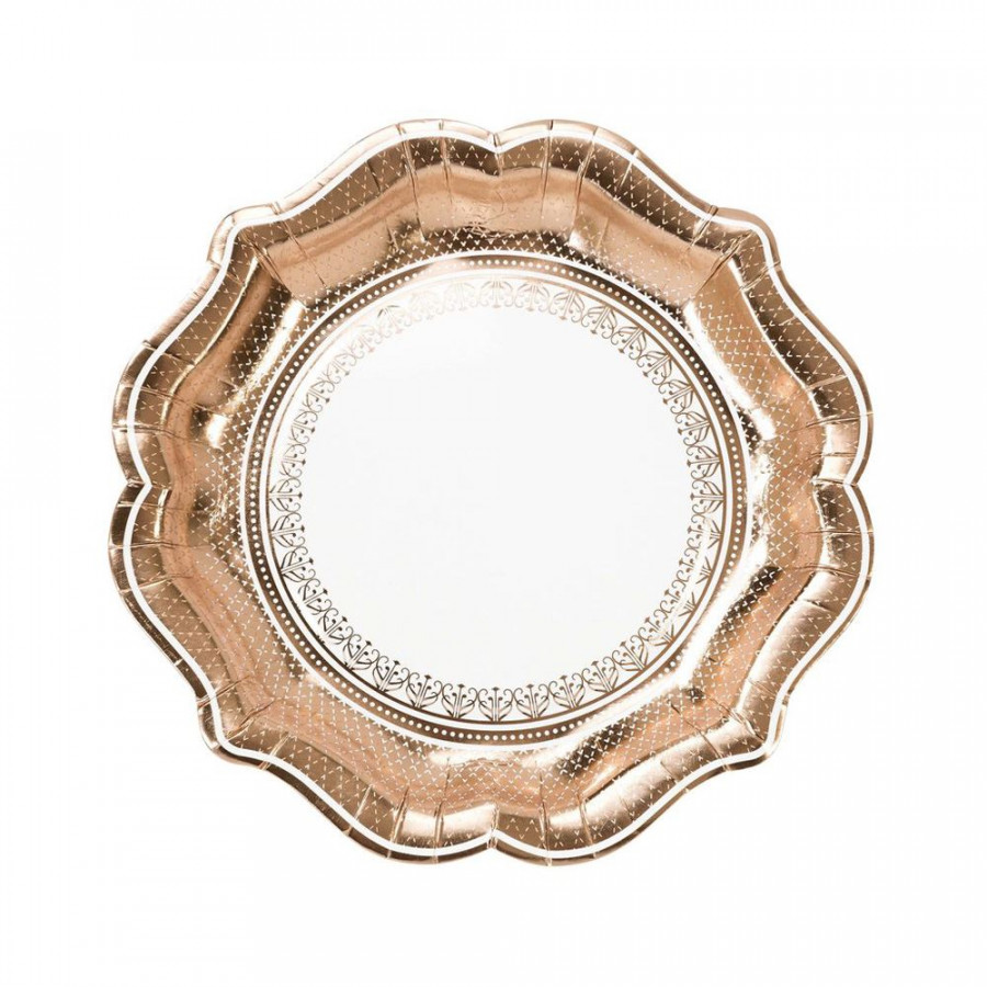 Click to view product details and reviews for Vintage Style Rose Gold Paper Party Plates X 12.