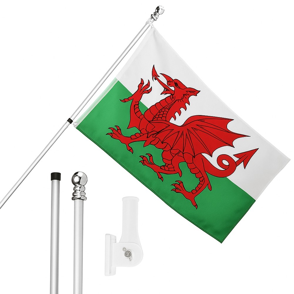 Click to view product details and reviews for Large 5ft X 3ft Wales Flag With 6ft Pole Wall Bracket.