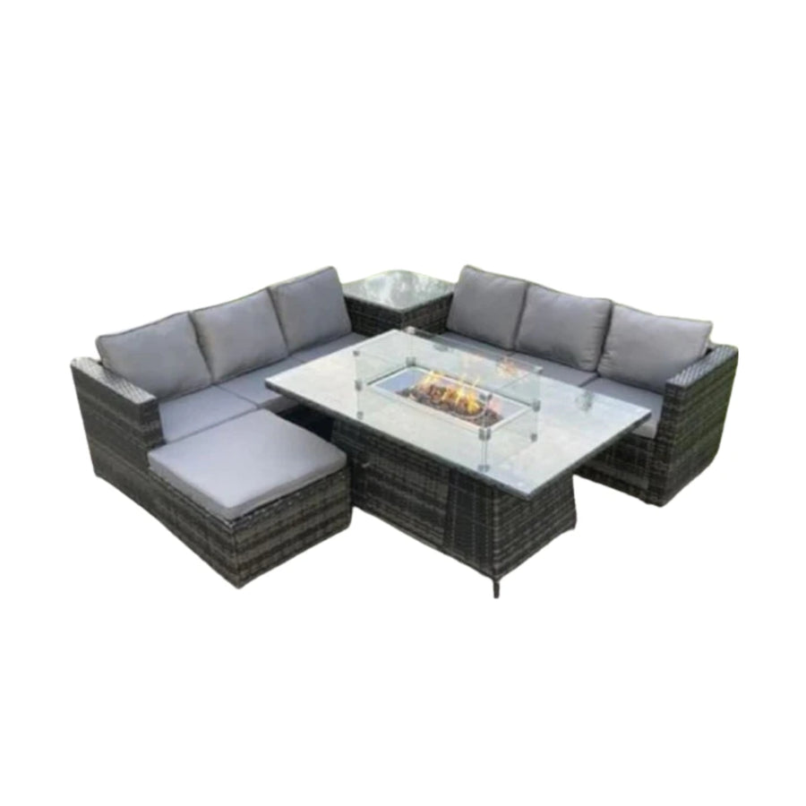 WALES RATTAN GARDEN DINING SET | FIRE PIT DINING SET