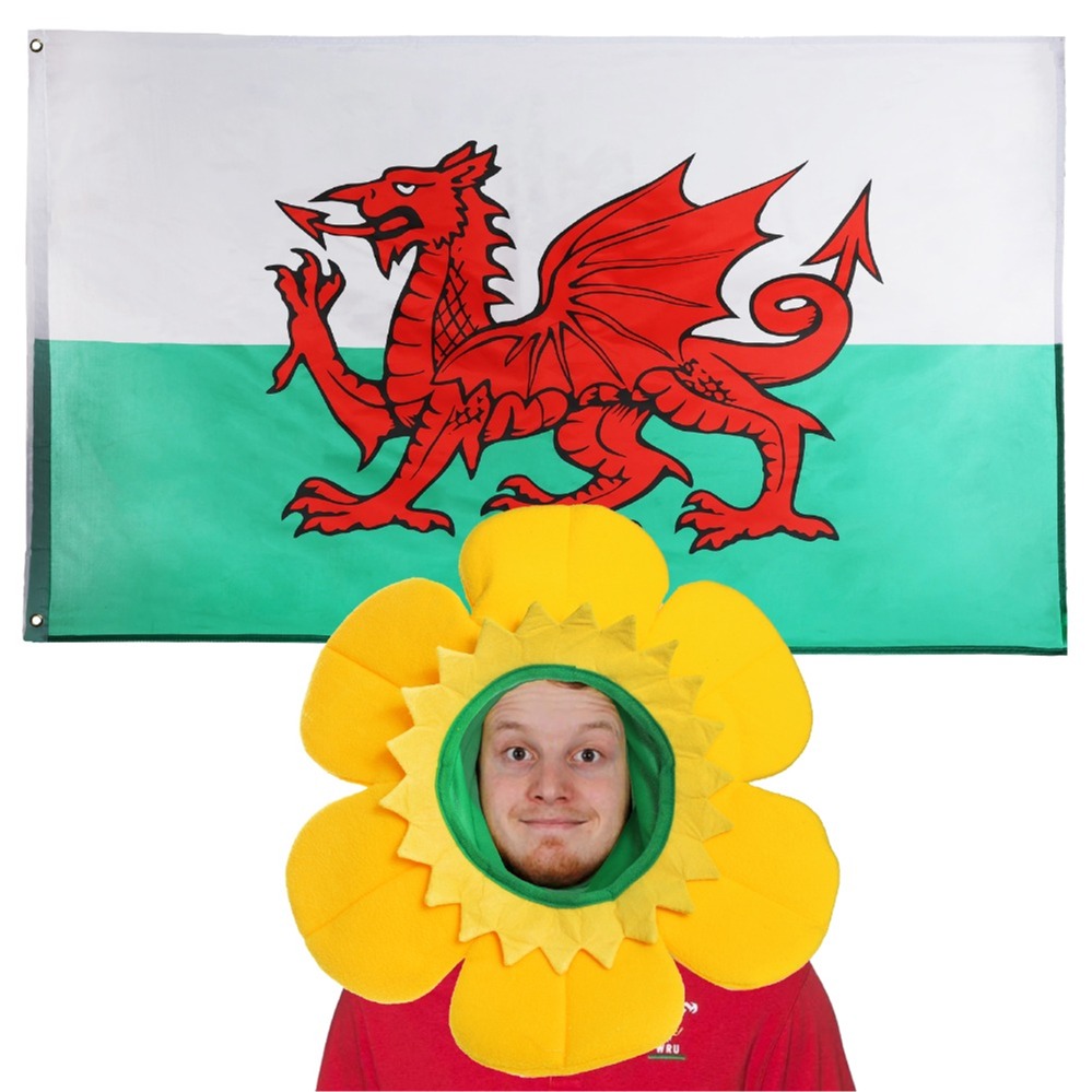 Wales Yellow Daffodil Hat Flag 5ft X 3ft Pack Of 3