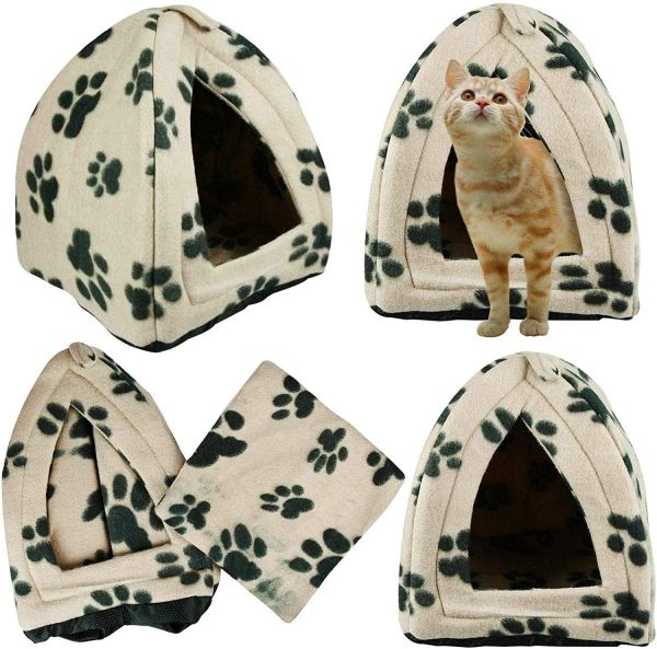 Warm Cave Pet Bed House For Small Dogs Puppies Pets Puppy Cats Kittens (Beige)