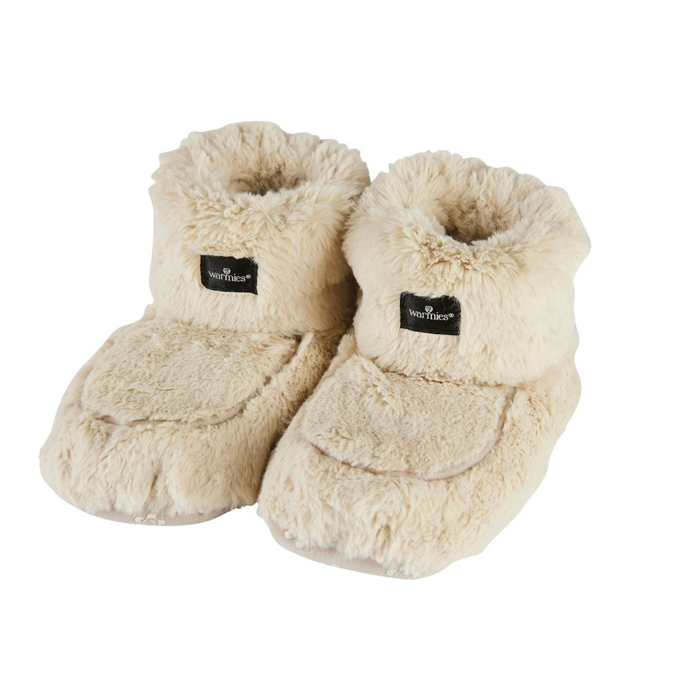 Warmies Microwaveable Slippers Heatable Boots Lavender Scented Almond Faux Fur