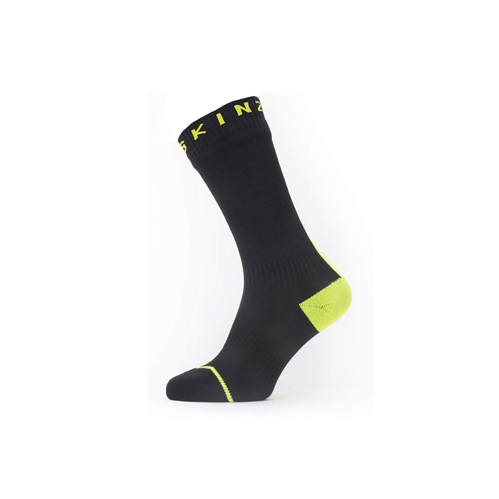 Waterproof Socks Cold Weather Black/Neon Yellow Mid Length Hydrostop Sealskinz